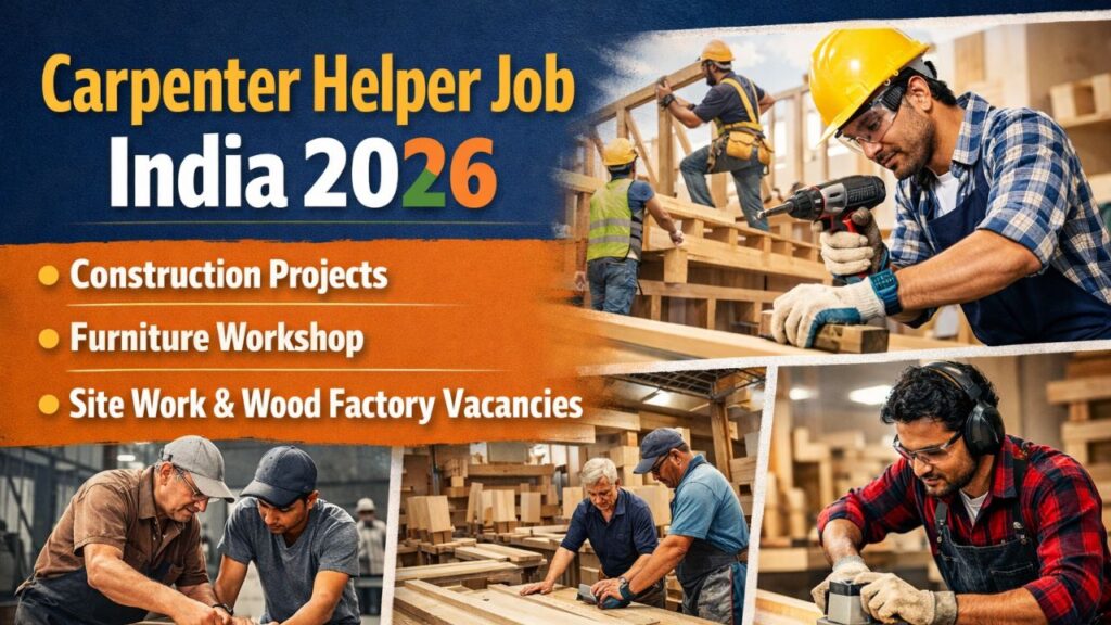 Carpenter Helper Job India 2026 – Construction, Furniture Workshop, Site Work & Wood Factory Vacancies