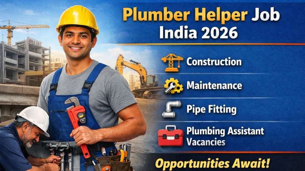 Plumber Helper Job India 2026 – Construction, Maintenance, Pipe Fitting & Plumbing Assistant Vacancies